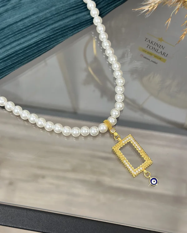 5 Gramlık Yarım Taşlı İnci Kolye (50 cm)