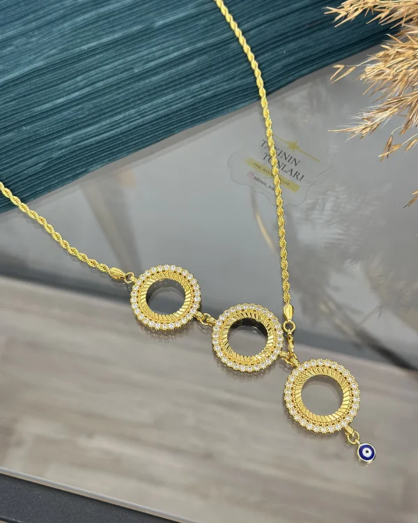 3 Çeyreklik Çiçek Model Y Burgu Kolye (65 cm)