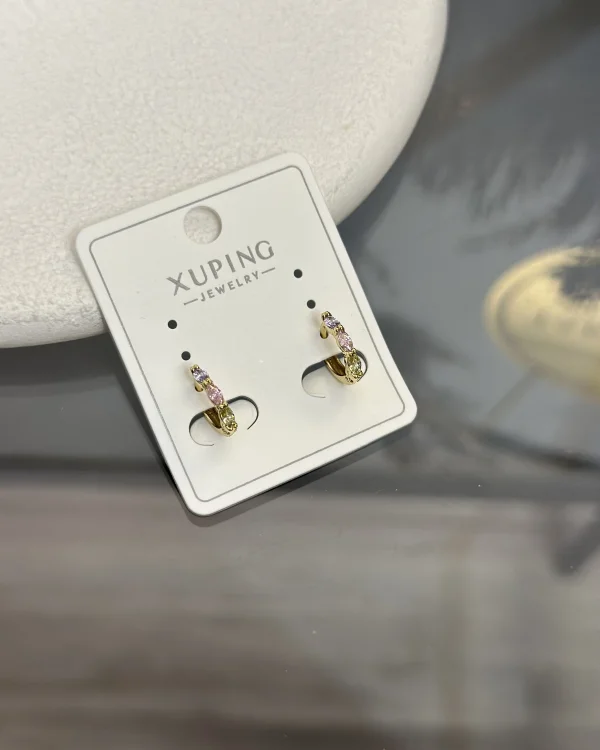 Çelik XP Marka Renkli Taşlı Çocuk Halka Küpe