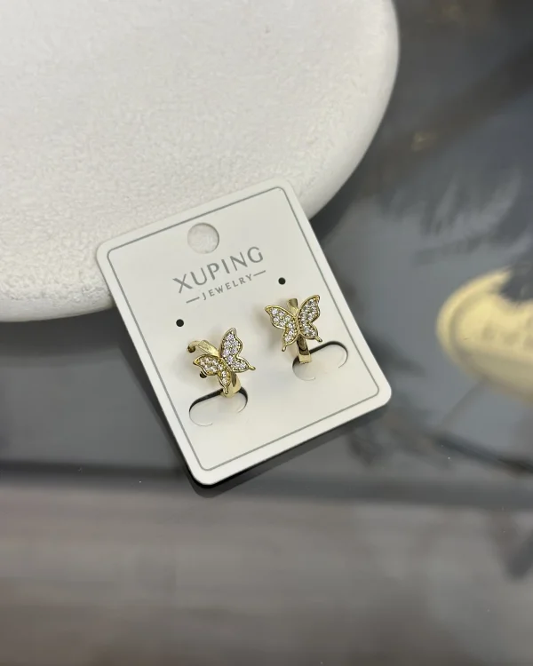 Çelik XP Marka Kelebekli Taşlı Çocuk Küpesi