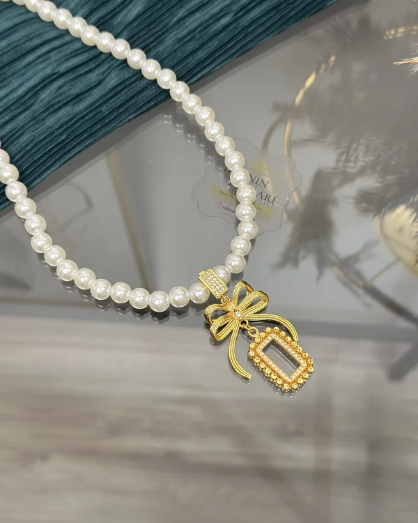 Gram Altınlık Fiyonklu İnci Kolye Seri 2 (50 cm)