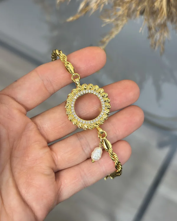 Çeyreklik Dorikali Doğal İncili Burgu Bileklik (18cm+3 cm uzatma )
