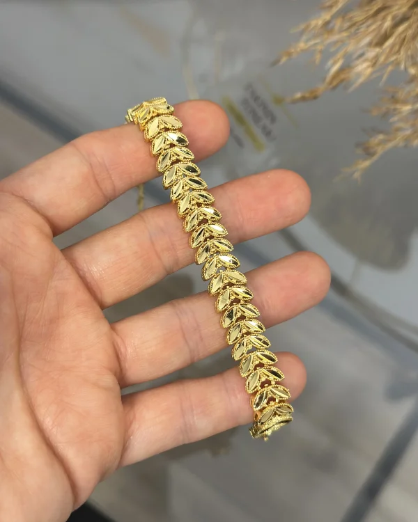 22 Ayar Kaplama Zarif Başak Bileklik (17 cm +4 cm Uzatma)