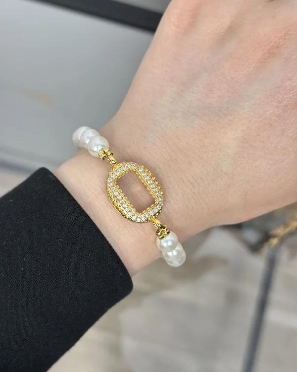Oval Gram Altınlık İnci Bileklik (17+3 cm)