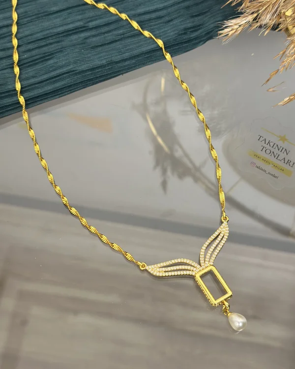 Gram Altınlık Singapur Zincirli Tasarım Kolye (65 cm-Klips yoktur )