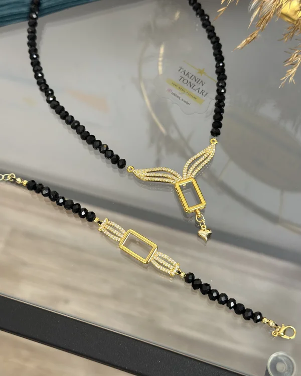 Gram Altınlık Tasarım Siyah Kristal Set