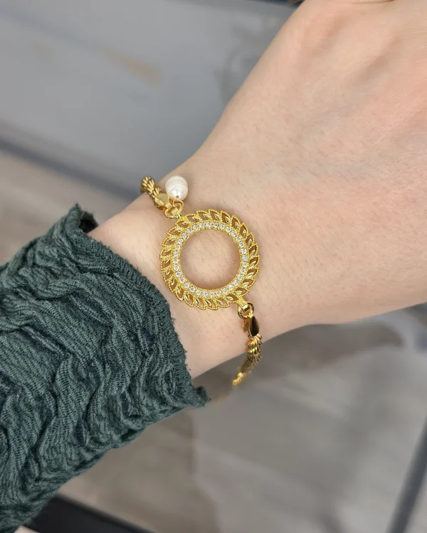Çeyreklik Buğday Model Doğal İncili Burgu Bileklik (17+3 cm)