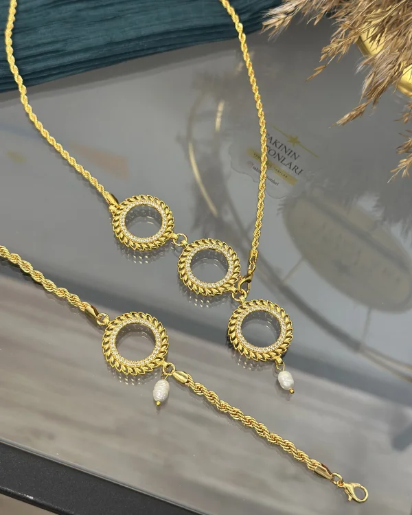 Üç Gramlık Buğday Model Doğal İncili Burgu Set