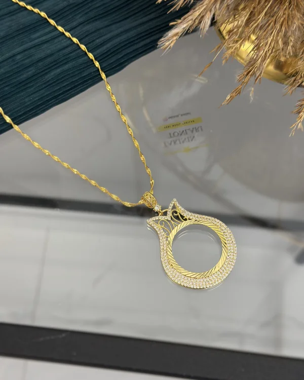 Tam Altınlık Taşlı Lale Model Kolye (60 cm)