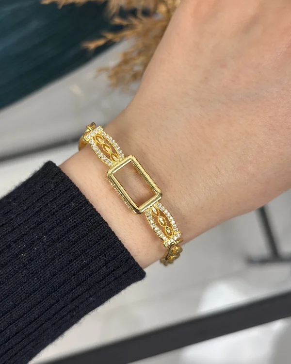 Gram Altınlık Tasarım Pul Detaylı Bileklik (18 cm)