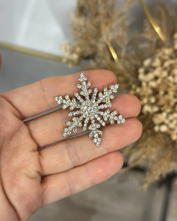 Kar Tanesi Taşlı Broş