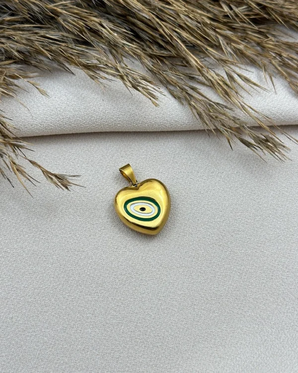 Bombeli Çelik Kalp Kolye Ucu