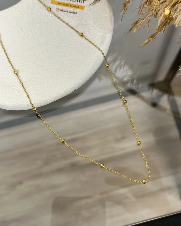 Çelik Topçuklu Zarif Kolye (60+5 cm)