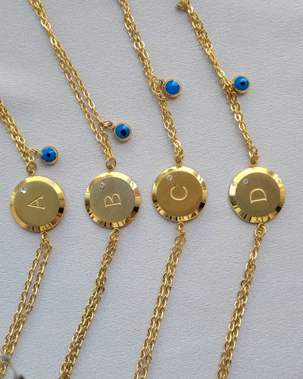 Outlet Daire Tek Taşlı Harf Bileklik