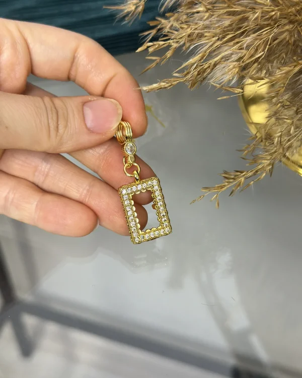 Dikdörtgen Gram Altınlık Yuvarlak Klipsli Kolye Ucu