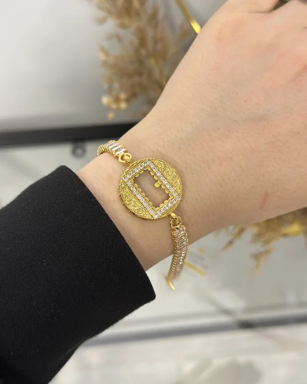 Gram Bileklik Yuvarlak Kristal Baget Bileklik (17.5+3 cm)