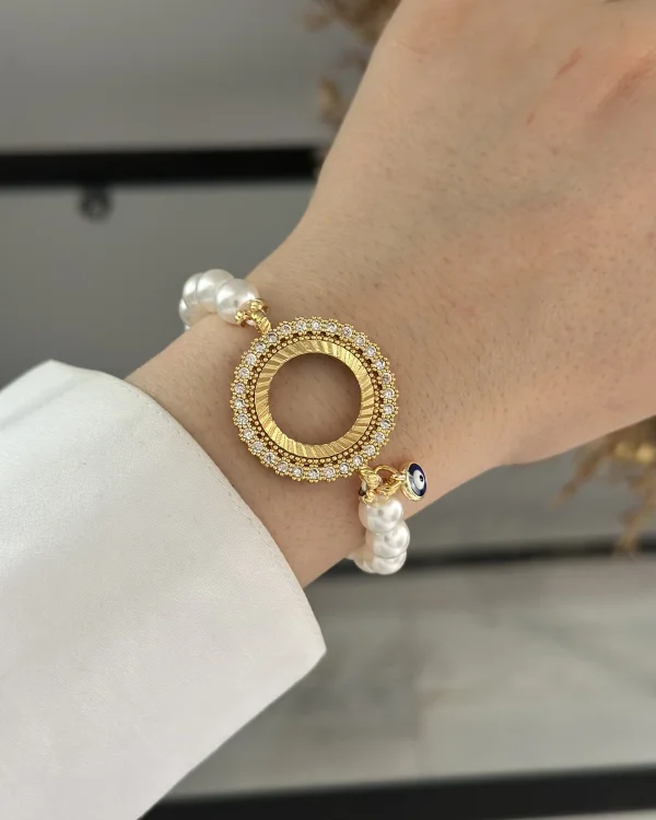 İncili Çeyreklik Nazarlı Bileklik