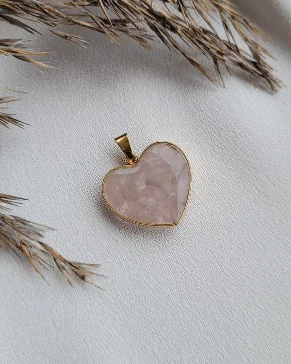 Kalp Pembe Kuvars Kolye Ucu