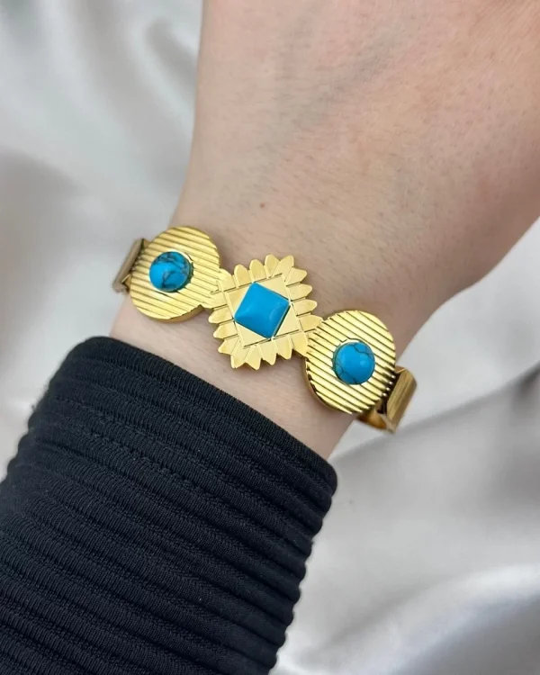 Mavi (Firuze) Taşlı Kelepçe