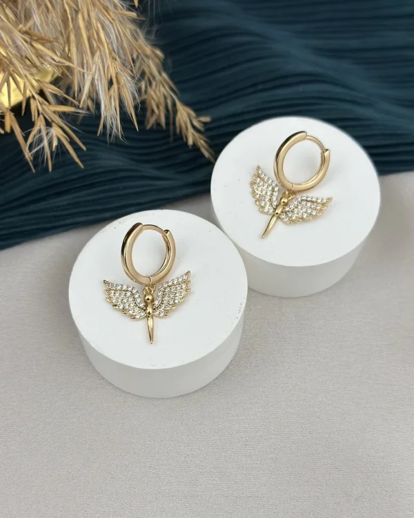 Taşlı Bakır Tonda Melek XP Küpe