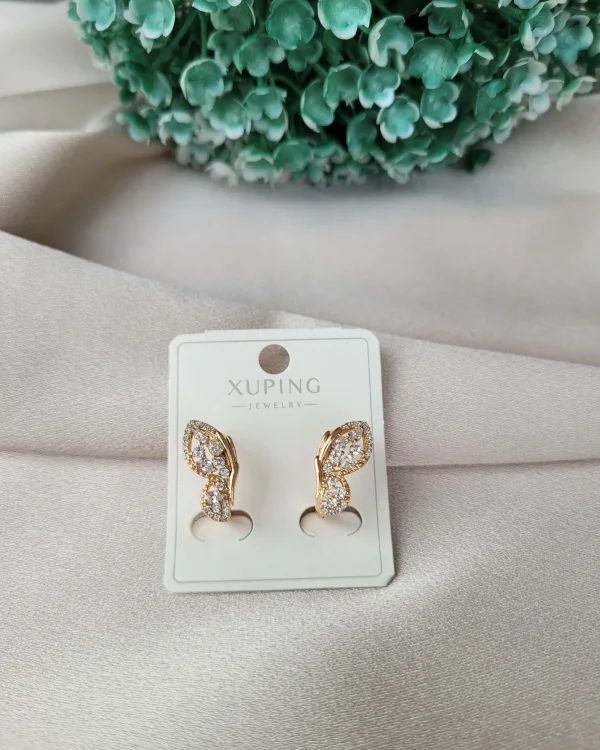 XP Taşlı Kelebekli Küpe (Bakır Renk)