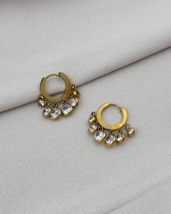 Taşlı Sallantılı Halka küpe