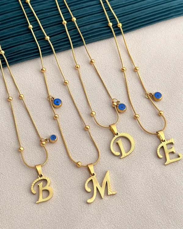 Topçuklu Harfli Kolye