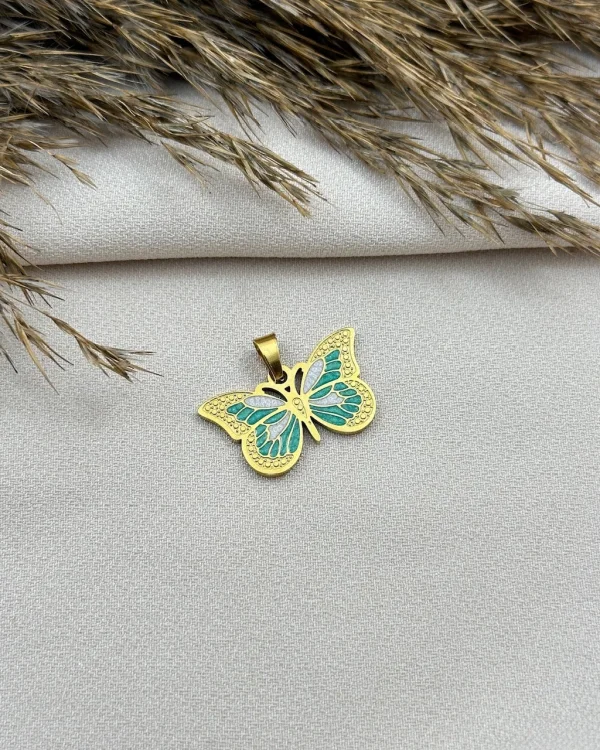 Yeşil Kelebek Çelik Kolye Ucu