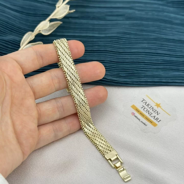 14K Gold Hasır Vip Bileklik (19 cm)