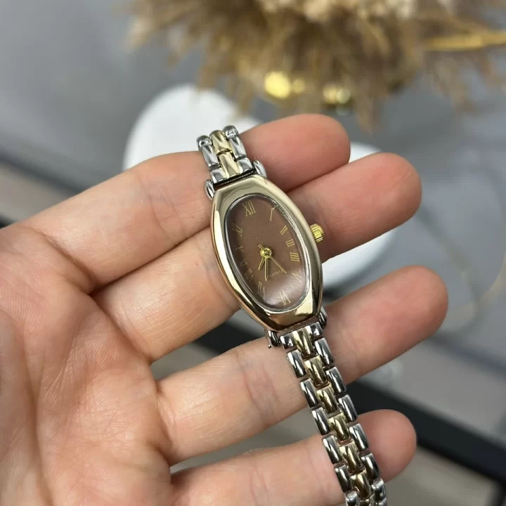 Bakır-Gümüş Detay Retro Saat