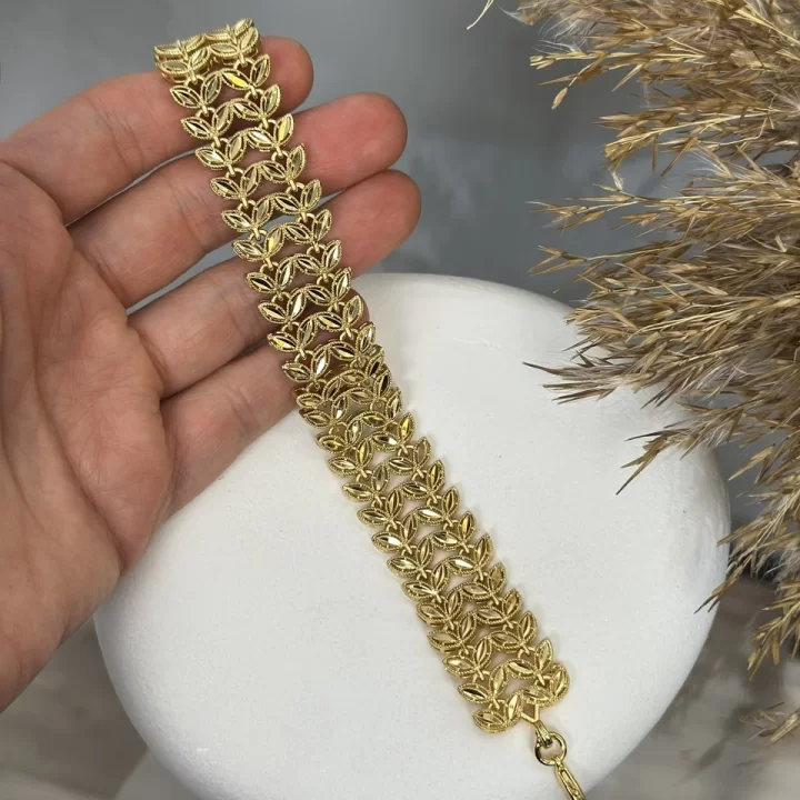 22 Ayar Cift Sıra Başak Bileklik (19+4 cm)