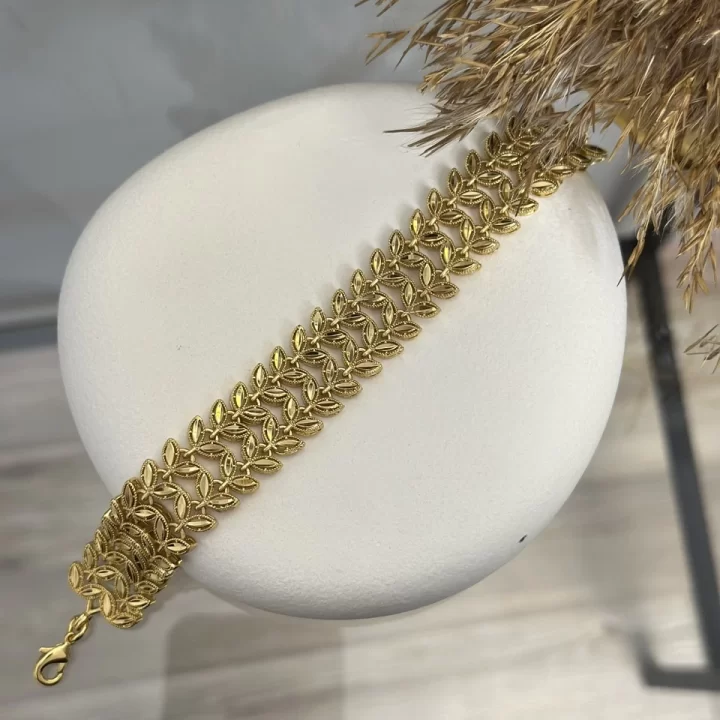 22 Ayar Cift Sıra Başak Bileklik (19+4 cm)