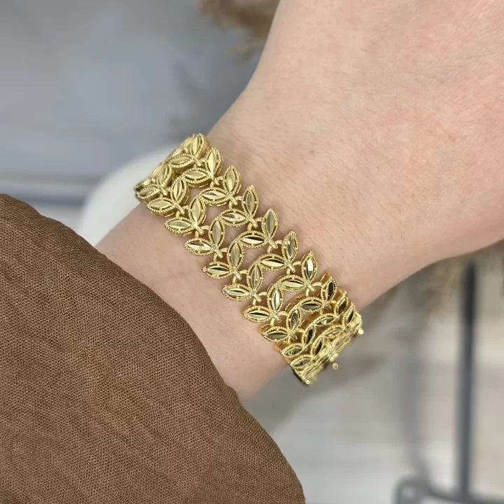 22 Ayar Cift Sıra Başak Bileklik (19+4 cm)
