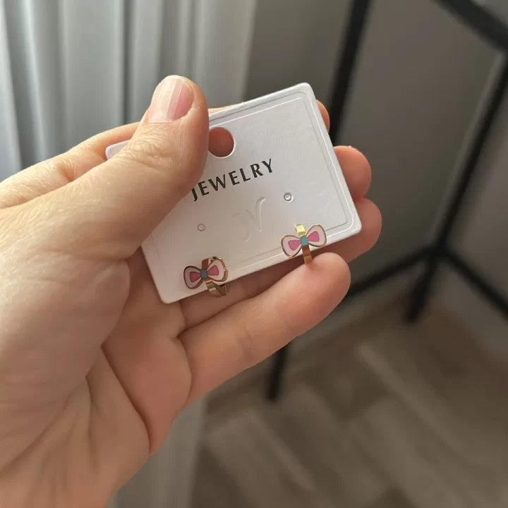 Çocuk Pembe Fiyonk Halka Küpe
