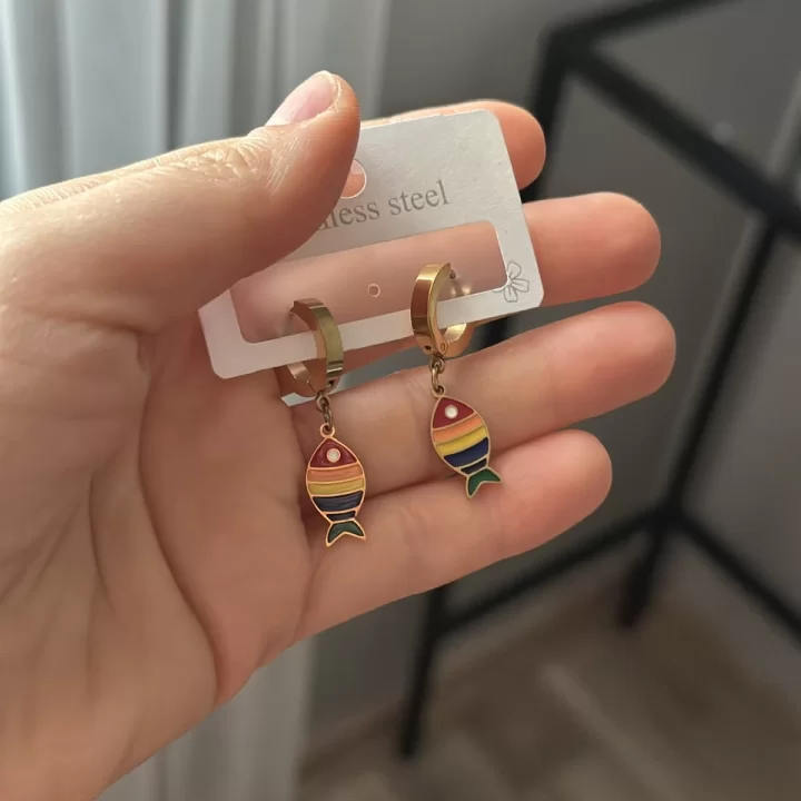 Çocuk Sallantılı Renkli Balık Kolye