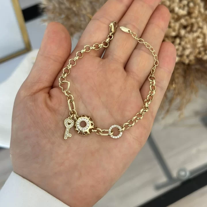 Kalpli Anahtar Charmli XP Bileklik (16+3 cm)