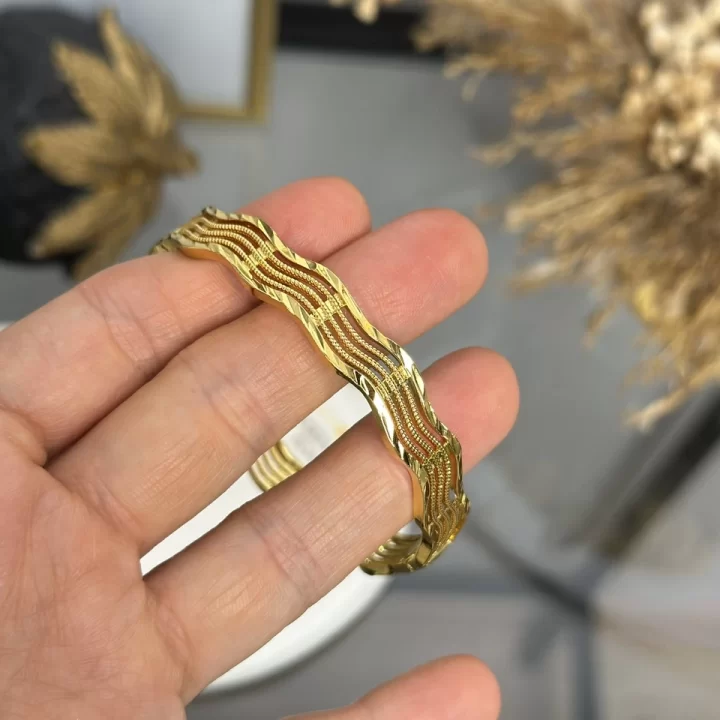 22 Ayar Dalgalı Kelepçe Bilezik (6.0 cm)