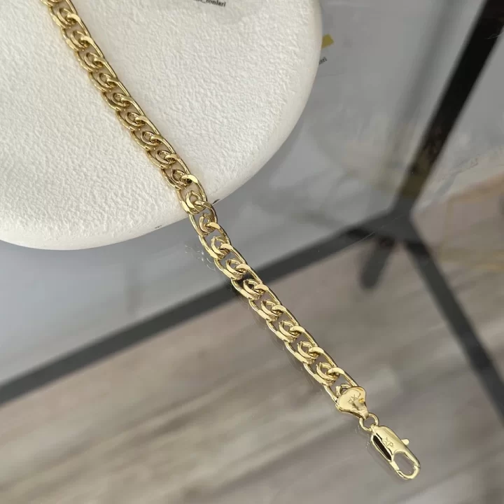 Gold Geçişli Oval Zincir XP Bileklik (19.5 cm)