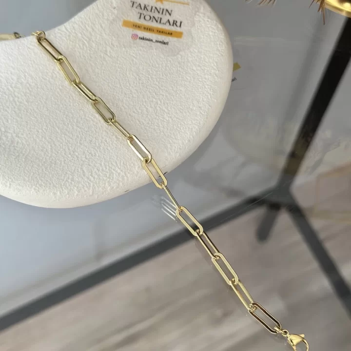 Gold Ataç Model XP Zincir Bileklik (18+3 cm)