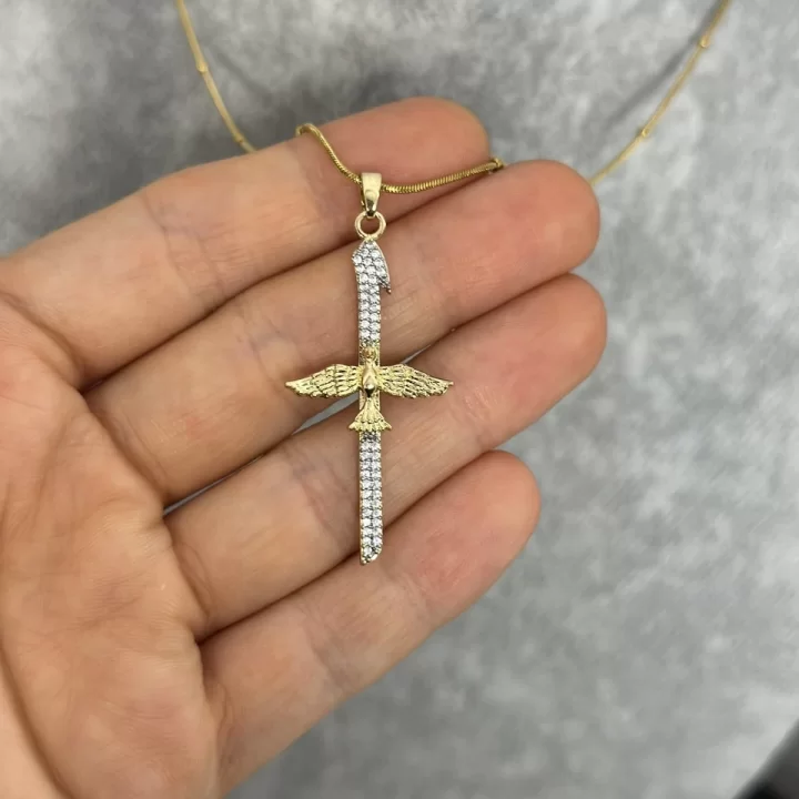Çelik Elif-Anka Kuşu Kolye (40+5 cm)