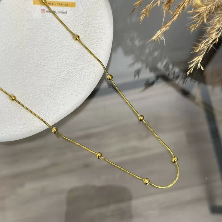 Çelik Topçuklu Zincir Kolye (60 cm)