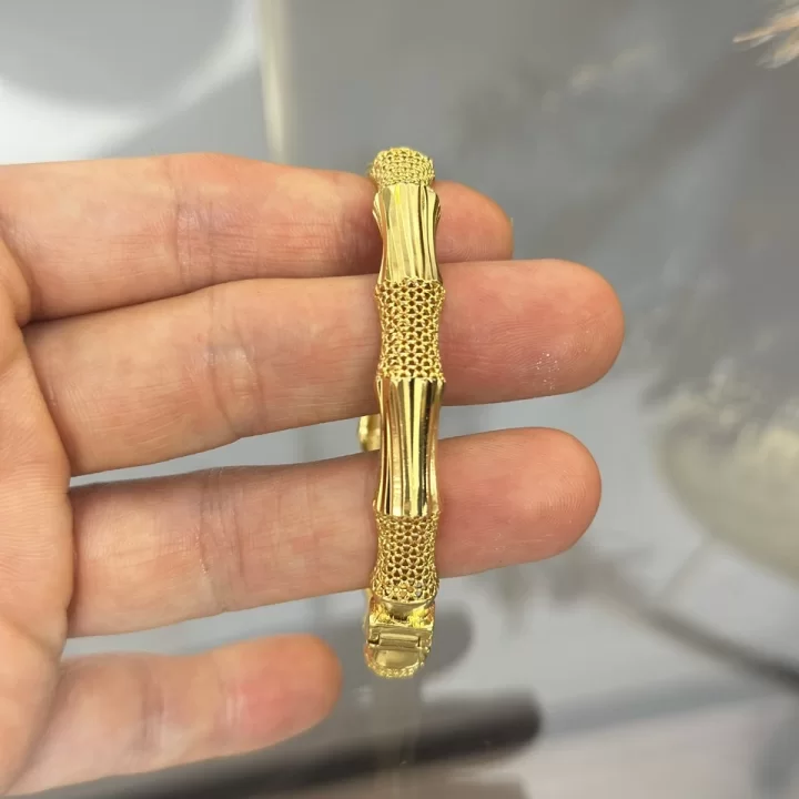 22 Ayar Telkari Ağaç Kabuğu Kelepçe Bilezik (6.0 cm)