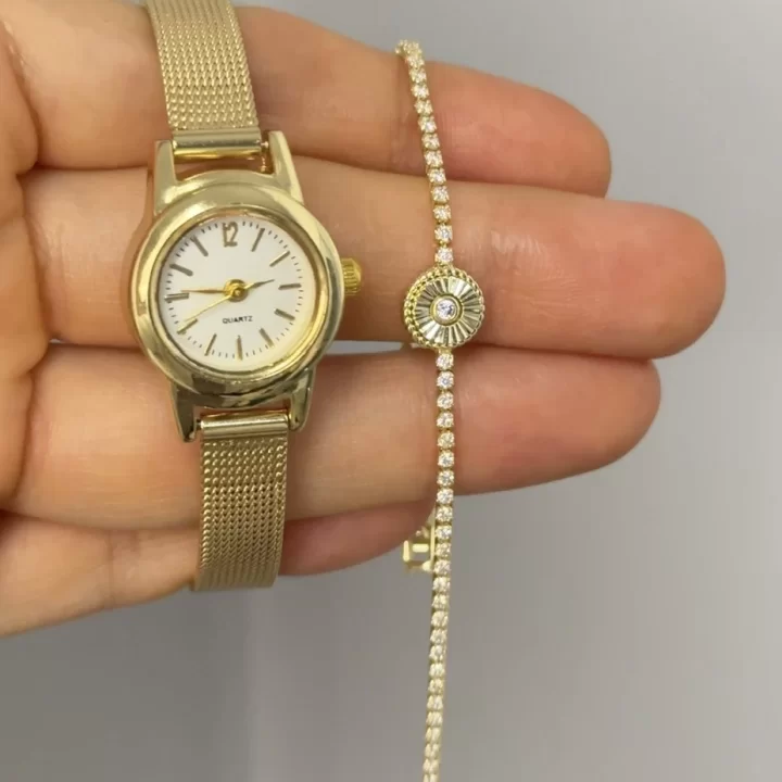 Vintage Hasır Saat ve Suyolu Bileklik Kombin