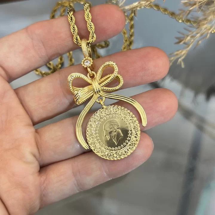 22 Ayar Zincirli Fiyonk Kolye (Yarım Altınlı)