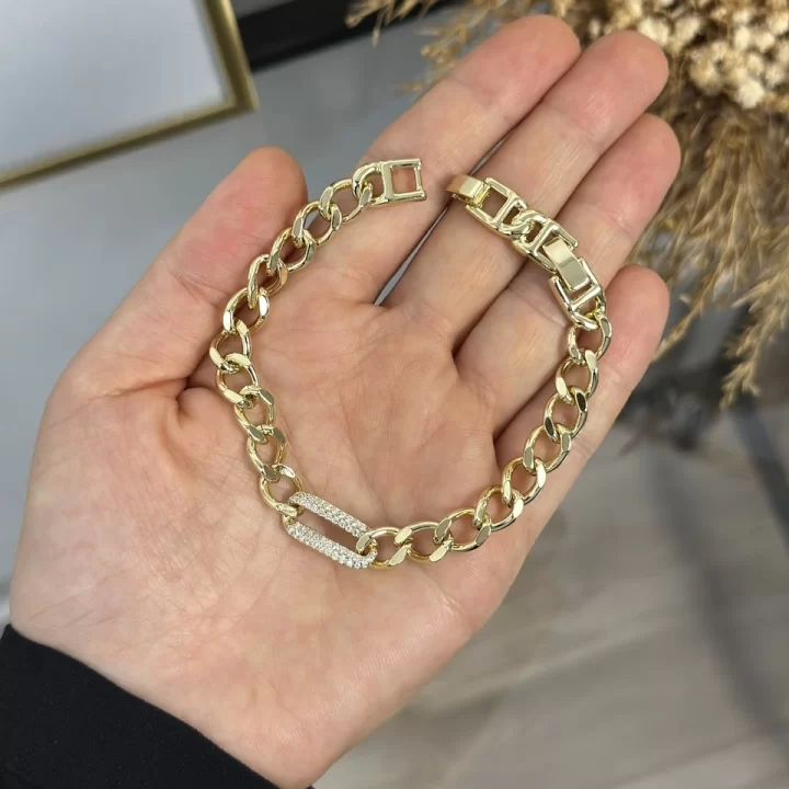XP Gold Taşlı Kalsik Zincir Bileklik (17+2 cm)
