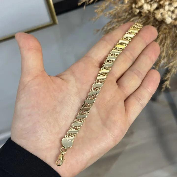 XP Gold Yassı Sıra Pullu Bileklik