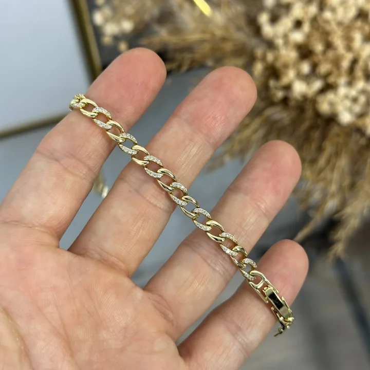 XP Gold Zarif Taşlı Zincir Bileklik (17+2 cm)