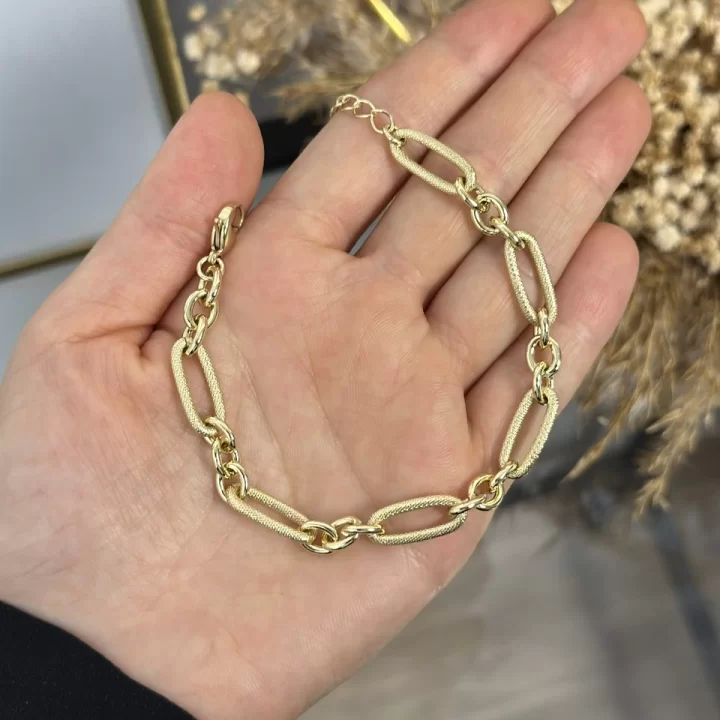 XP Gold  Oval Geçişli Zincir Bileklik