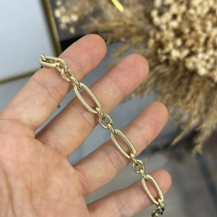 XP Gold  Oval Geçişli Zincir Bileklik