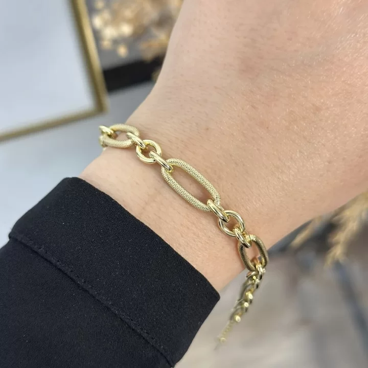 XP Gold  Oval Geçişli Zincir Bileklik